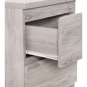Julian Bowen Jupiter 2 Drawer Bedside Table – Modern Grey Oak Effect Nightstand with Spacious Storage for Bedroom