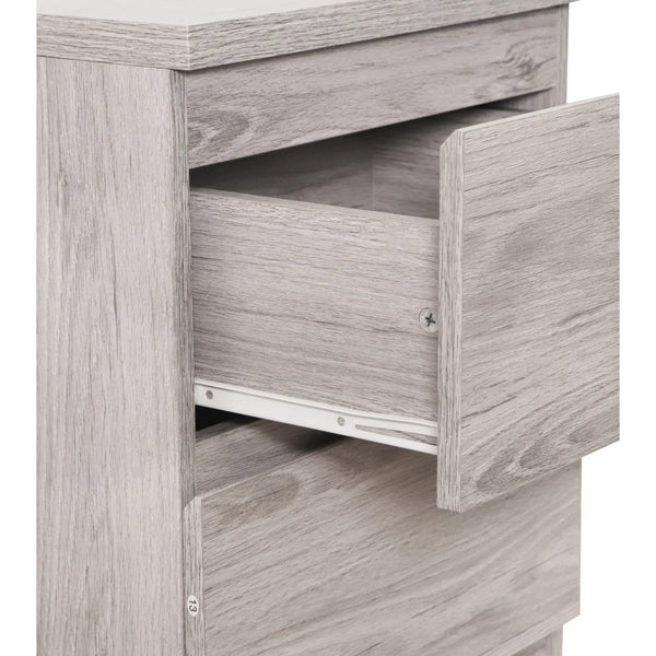 Julian Bowen Jupiter 2 Drawer Bedside Table – Modern Grey Oak Effect Nightstand with Spacious Storage for Bedroom