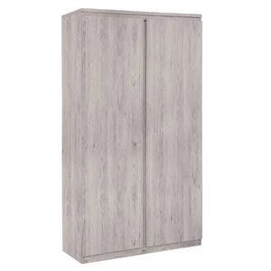 Julian Bowen Jupiter Grey Oak Effect 2 Door Wardrobe – Modern Bedroom Storage Closet with Hanging Rail