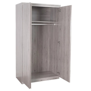 Julian Bowen Jupiter Grey Oak Effect 2 Door Wardrobe – Modern Bedroom Storage Closet with Hanging Rail
