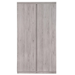 Julian Bowen Jupiter Grey Oak Effect 2 Door Wardrobe – Modern Bedroom Storage Closet with Hanging Rail