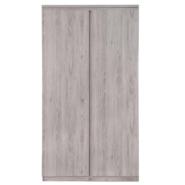 Julian Bowen Jupiter Grey Oak Effect 2 Door Wardrobe – Modern Bedroom Storage Closet with Hanging Rail