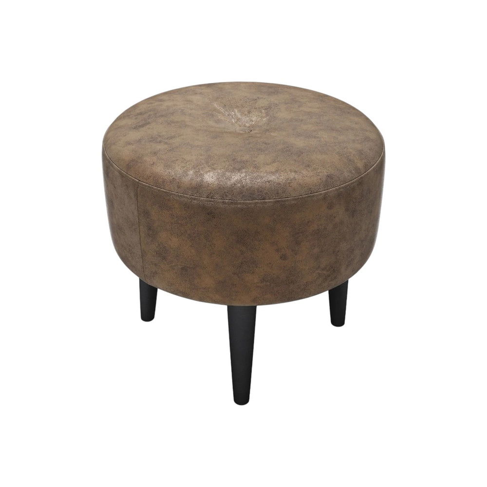 Jack Round Footstool in Ash Faux Leather