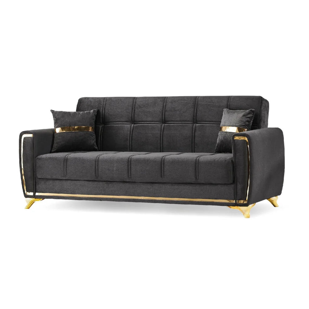 Kayseri 3+2+1 Sofa Bed Set | Modern Convertible Living Room Furniture, Black Fabric, Comfortable & Stylish