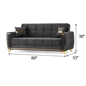 Kayseri 3+2+1 Sofa Bed Set | Modern Convertible Living Room Furniture, Black Fabric, Comfortable & Stylish