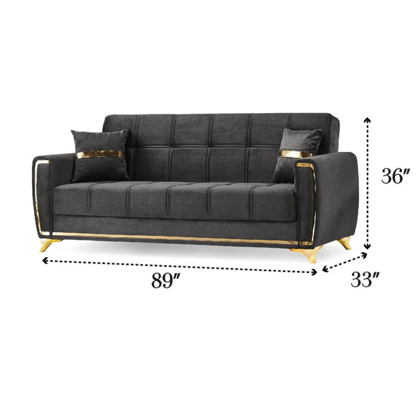 Kayseri 3+2+1 Sofa Bed Set | Modern Convertible Living Room Furniture, Black Fabric, Comfortable & Stylish