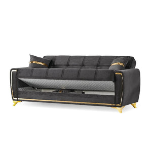 Summit 3+2+1 Seater Sofa Bed Set | Black Fabric, Convertible Sofa & Bed, Modern Living Room Furniture