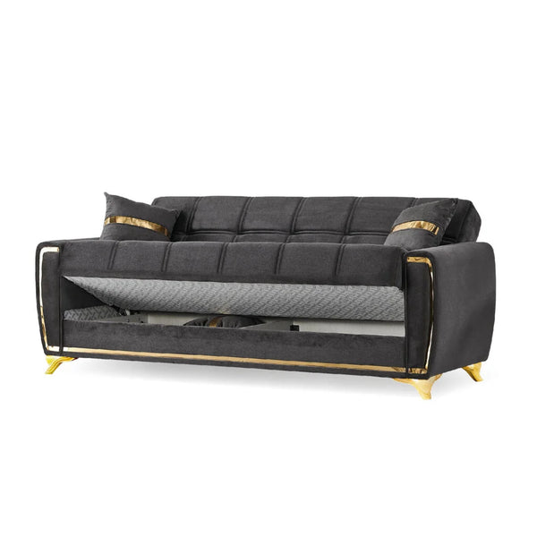 Summit 3+2+1 Seater Sofa Bed Set | Black Fabric, Convertible Sofa & Bed, Modern Living Room Furniture