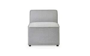 Lago Modular Single Seat Sofa Section – Grey Linen Upholstered Contemporary Combination Seating Unit