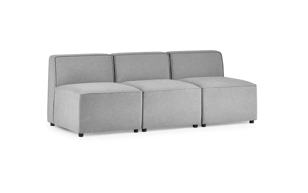 Lago Modular Single Seat Sofa Section – Grey Linen Upholstered Contemporary Combination Seating Unit