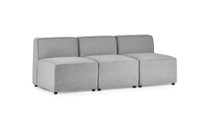 Lago Modular Single Seat Sofa Section – Grey Linen Upholstered Contemporary Combination Seating Unit