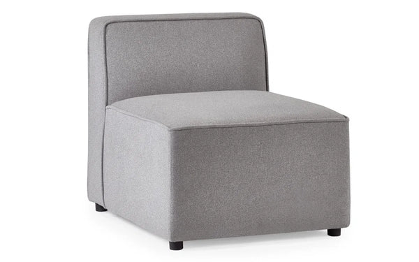 Lago Modular Single Seat Sofa Section – Grey Linen Upholstered Contemporary Combination Seating Unit