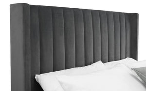 Langham Scalloped Ottoman Storage Bed Frame – Upholstered Fabric Bed with Lift-Up Storage – Grey or Teal