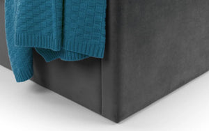 Langham Scalloped Ottoman Storage Bed Frame – Upholstered Fabric Bed with Lift-Up Storage – Grey or Teal