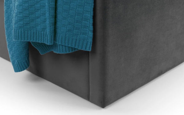 Langham Scalloped Ottoman Storage Bed Frame – Upholstered Fabric Bed with Lift-Up Storage – Grey or Teal