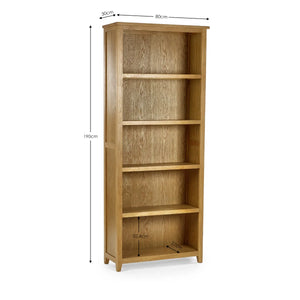 Julian Bowen Mallory Solid Oak Tall Bookcase with 5 Spacious Shelves
