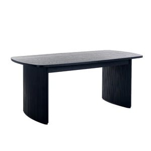 Louis Black Fluted Extending Dining Table – Modern Matt Black Pedestal Dining Table for 6–10 Seater Dining Rooms