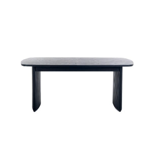 Louis Black Fluted Extending Dining Table – Modern Matt Black Pedestal Dining Table for 6–10 Seater Dining Rooms