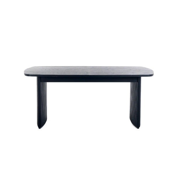 Louis Black Fluted Extending Dining Table – Modern Matt Black Pedestal Dining Table for 6–10 Seater Dining Rooms