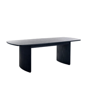 Louis Black Fluted Extending Dining Table – Modern Matt Black Pedestal Dining Table for 6–10 Seater Dining Rooms