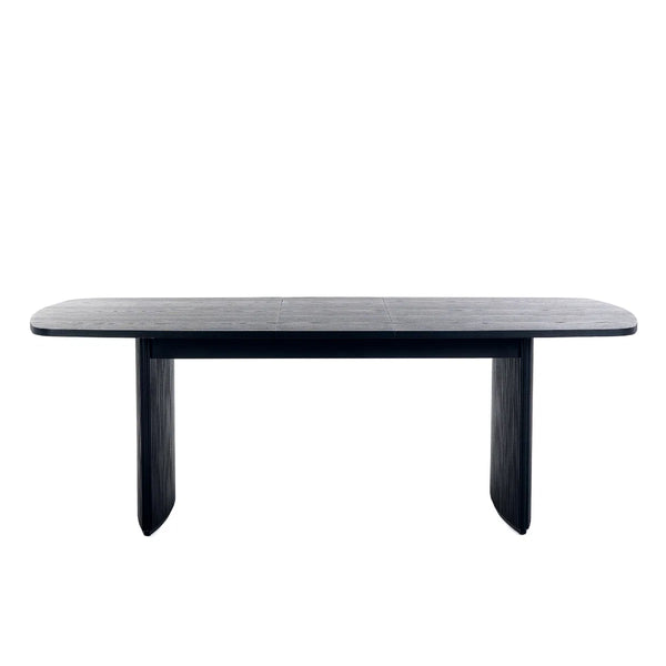 Louis Black Fluted Extending Dining Table – Modern Matt Black Pedestal Dining Table for 6–10 Seater Dining Rooms