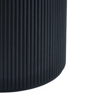 Louis Black Fluted Round Dining Table – 120cm Modern Pedestal Dining Table with Matt Black Finish