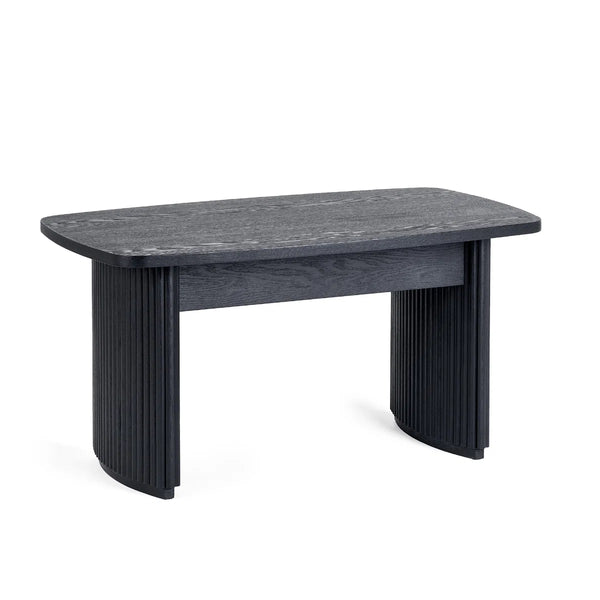 Louis Black Fluted Compact Coffee Table – Modern Matt Black Living Room Centre Table with Elegant Ribbed Detailing