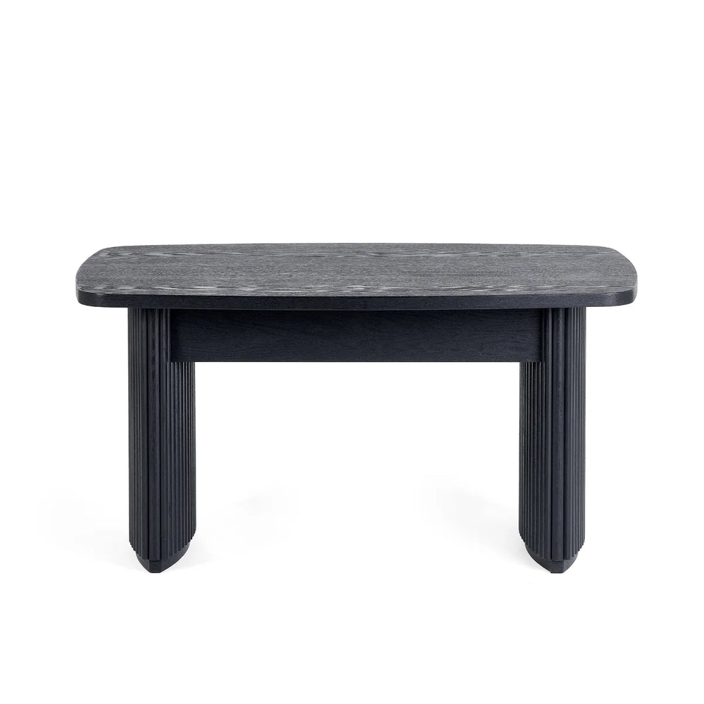 Louis Black Fluted Compact Coffee Table – Modern Matt Black Living Room Centre Table with Elegant Ribbed Detailing