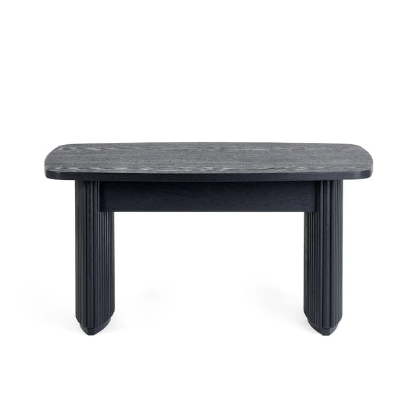 Louis Black Fluted Compact Coffee Table – Modern Matt Black Living Room Centre Table with Elegant Ribbed Detailing