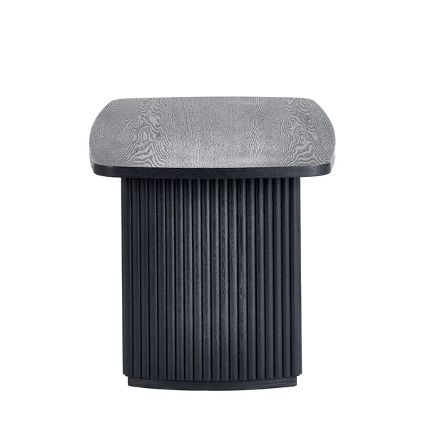 Louis Black Fluted Compact Coffee Table – Modern Matt Black Living Room Centre Table with Elegant Ribbed Detailing