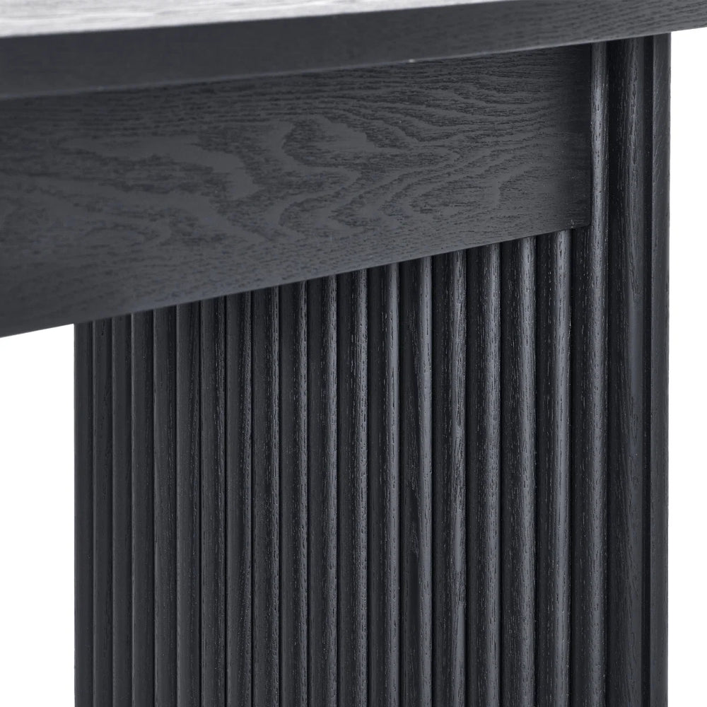 Louis Black Fluted Compact Coffee Table – Modern Matt Black Living Room Centre Table with Elegant Ribbed Detailing
