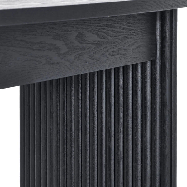 Louis Black Fluted Compact Coffee Table – Modern Matt Black Living Room Centre Table with Elegant Ribbed Detailing
