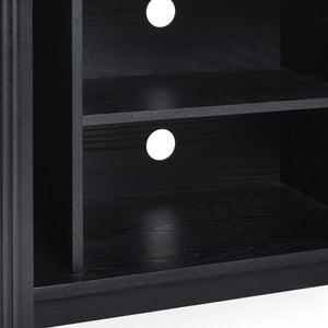 Louis Black Fluted Tv UnitLouis Black Fluted TV Unit with Push-Touch Cupboards – Modern Matt Black Entertainment Cabinet 150cm