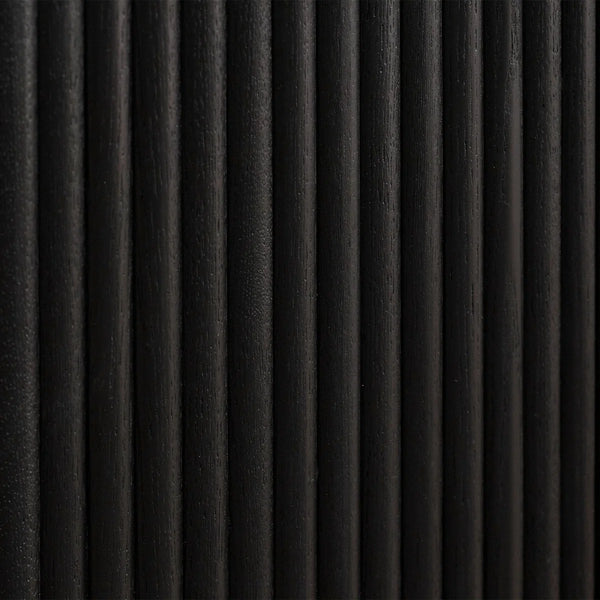 Louis Black Fluted Sideboard with 3 Push-Touch Doors – Modern Matt Black Storage Cabinet
