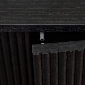 Louis Black Fluted Sideboard with 3 Push-Touch Doors – Modern Matt Black Storage Cabinet