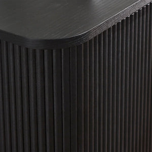 Louis Black Fluted Sideboard with 3 Push-Touch Doors – Modern Matt Black Storage Cabinet