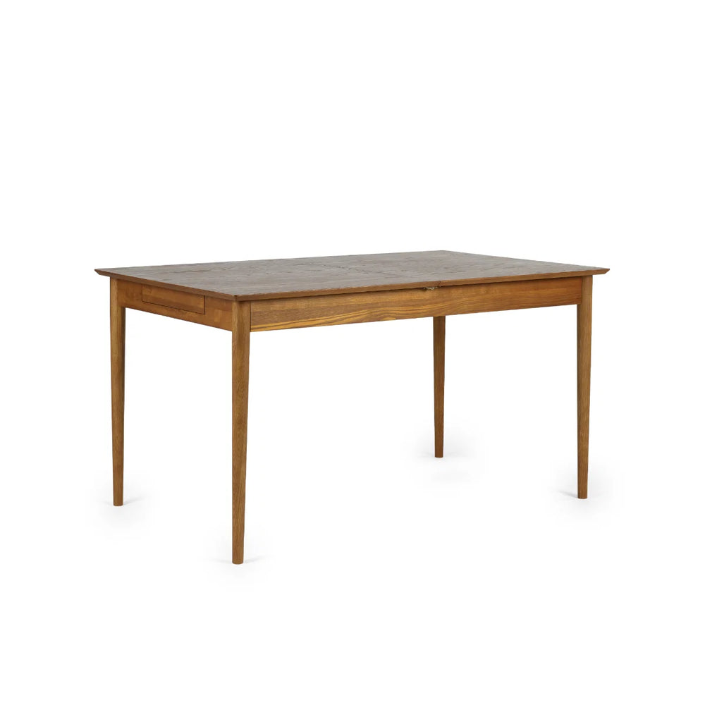 Lowry Retro Cherry Ash Extending Dining Table with 2 Push-Open Storage Drawers