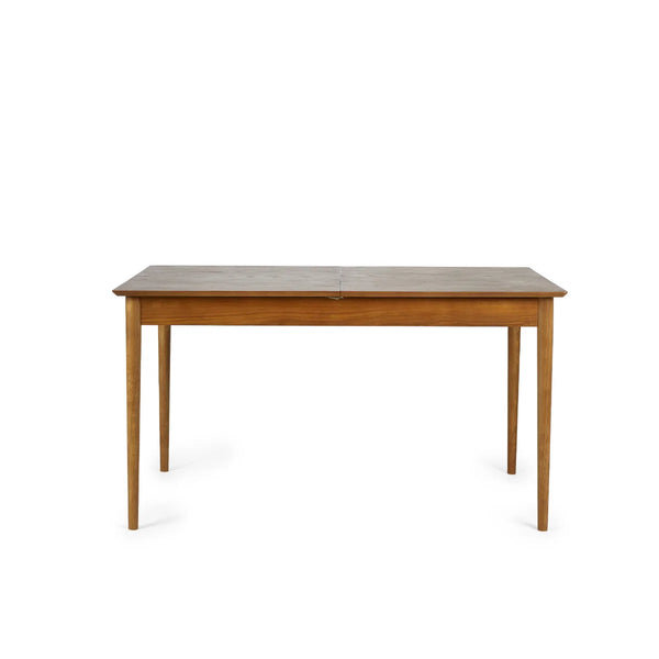 Lowry Retro Cherry Ash Extending Dining Table with 2 Push-Open Storage Drawers