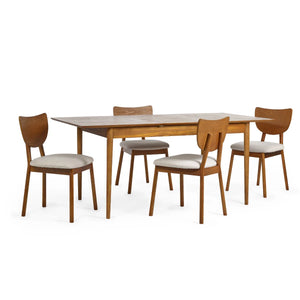 Lowry Retro Cherry Ash Extending Dining Table with 2 Push-Open Storage Drawers