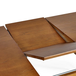 Lowry Retro Cherry Ash Extending Dining Table with 2 Push-Open Storage Drawers