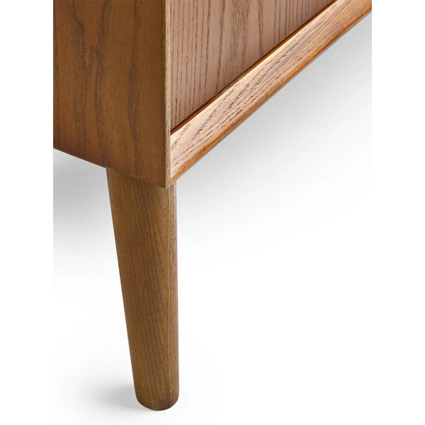 Julian Bowen Lowry Large Sideboard – Mid-Century Cherry Ash Veneer Storage Cabinet with 2 Soft-Close Cupboards & 3 Drawers