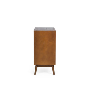 Lowry 3 Drawer Chest – Retro Cherry Ash Wood Veneer Storage Chest with 3 Spacious Drawers & Gold Accent Handles