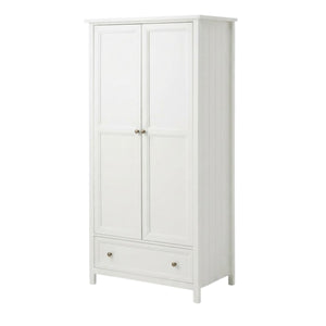 Julian Bowen Maine Combination Wardrobe with Drawer – Surf White Lacquered New England Style Bedroom Storage