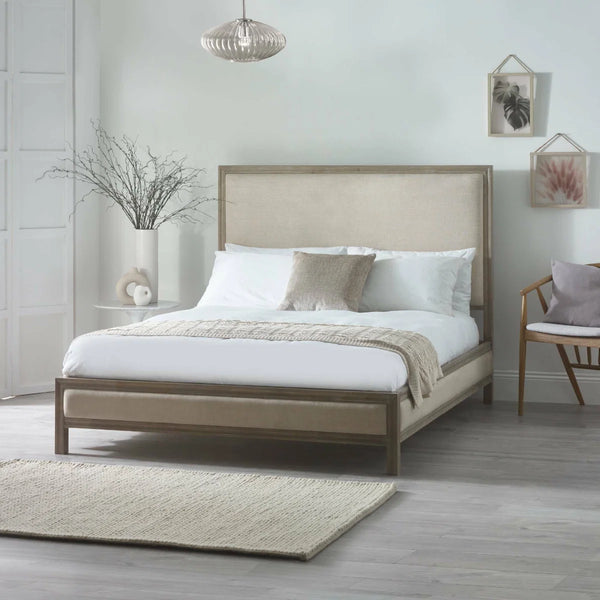 Julian Bowen Lucie King Size Upholstered Bed in Ivory with High Panel Headboard