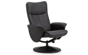 Julian Bowen Lugano Recliner Chair & Footstool with Covered Swivel Base – Black Faux Leather
