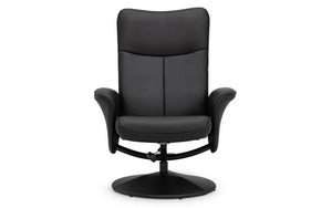Julian Bowen Lugano Recliner Chair & Footstool with Covered Swivel Base – Black Faux Leather