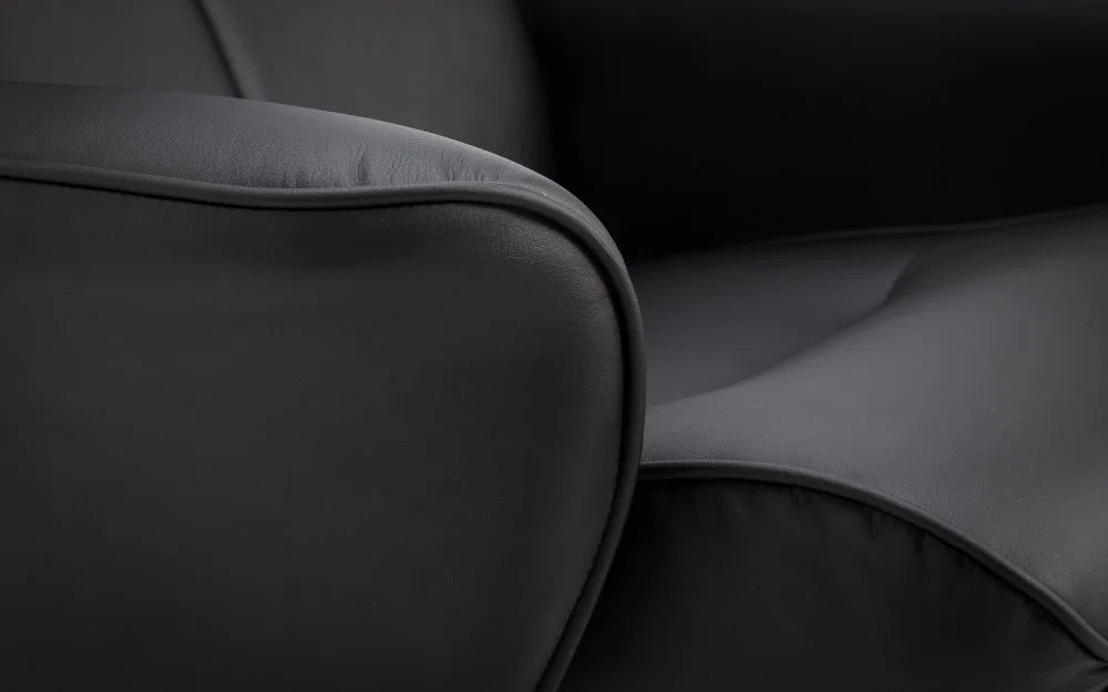 Julian Bowen Lugano Recliner Chair & Footstool with Covered Swivel Base – Black Faux Leather