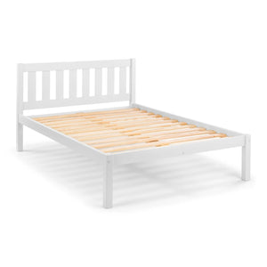 Luna 135cm Double Wooden Bed Frame in Surf White Solid Pine with Slatted Base