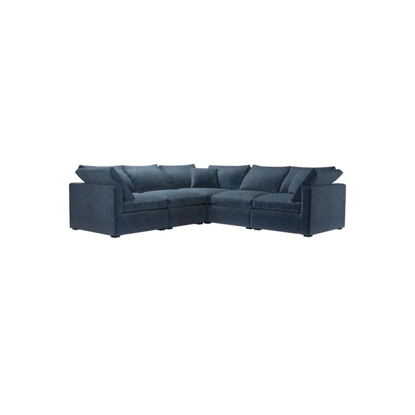 Bluebell Classic Chaise Sofa UK with wooden legs and feather cushions in a traditional living room setting