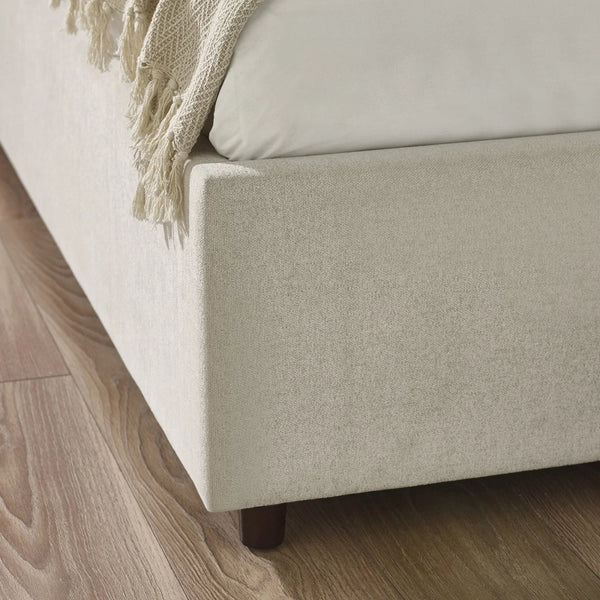 Maddock Beige Fabric Ottoman Storage Double Bed Frame with Lift-Up Storage & Padded Headboard